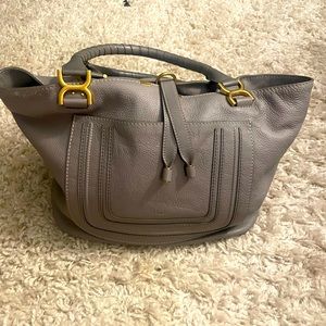 Chloe Taupe Tote with Brass Details